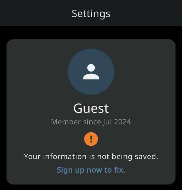 Convert guest account screenshot