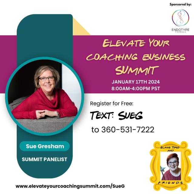Meet the Panelist - Elevate your Coaching Business Summit Panelist Sue Gresham - podcast episode cover
